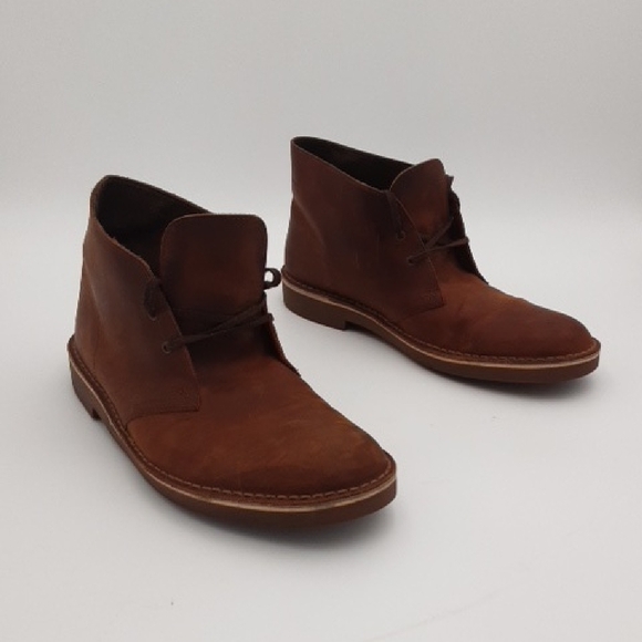 Clarks Bushacre 3 Chukka Boots Men Brown Leather lace-up casual office Y2K 10.5
